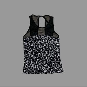 ❤️ XXS ❤️ NWT Anthro Tank Top Mesh Floral Black And White Blouse Summer​